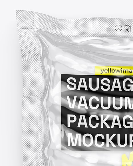 Transparent Clear Plastic Flow-Pack with Sausages Mockup