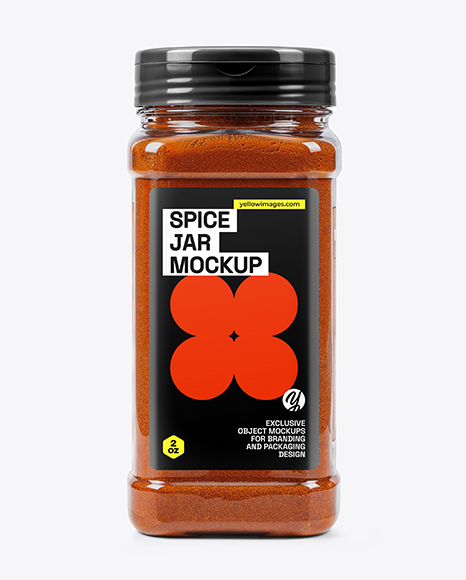 Plastic Square Spice Jar with Smoked Paprika Mockup - Realistic mockups