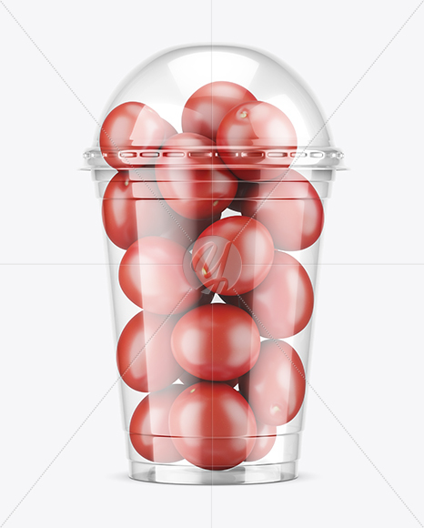 Plastic Cup with Cherry Tomatoes Mockup