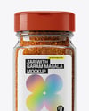 Square Glass Jar with Garam Masala Seasoning Mockup