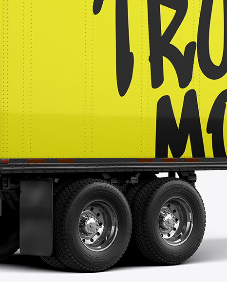 Truck Semi Trailer Mockup - Back Half Side View