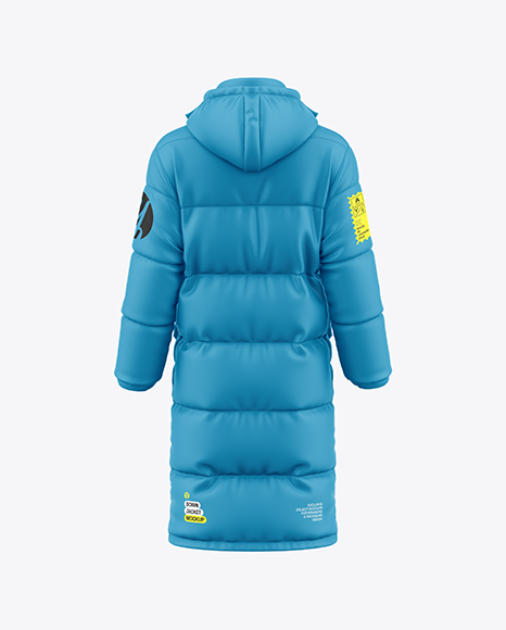 Men's Long Down Jacket Mockup - Back view