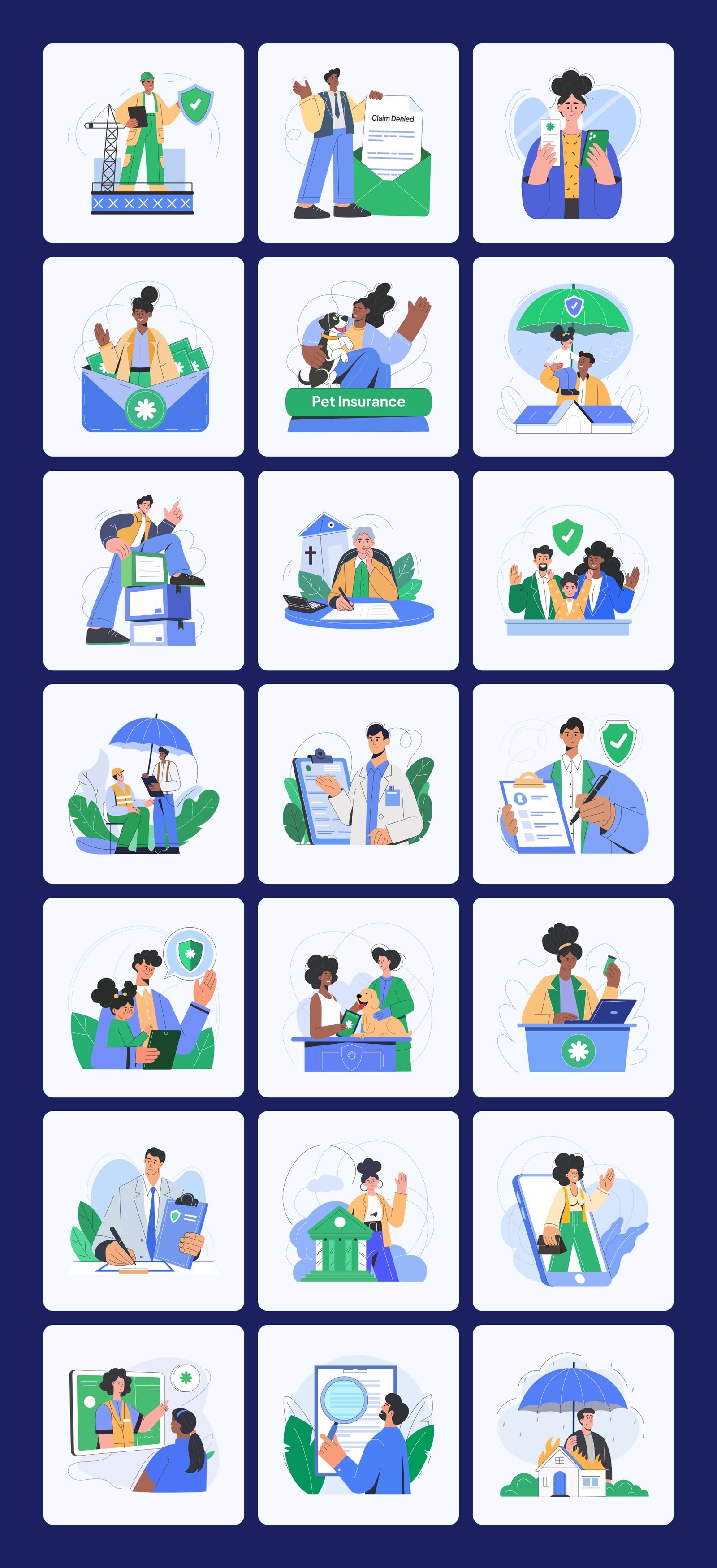 Insurance Illustration Art Set