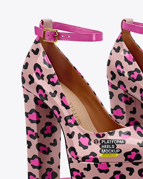 Platform Heels with Shoe Box Mockup