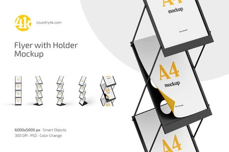 Flyer with Holder Mockup Set - Indoor Advertising Mockups