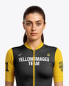Woman Wearing Cycling Jersey and Bib Shorts Mockup