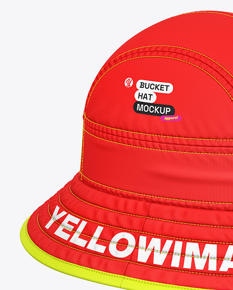 Twill Bucket Hat Mockup - Back Half Side View