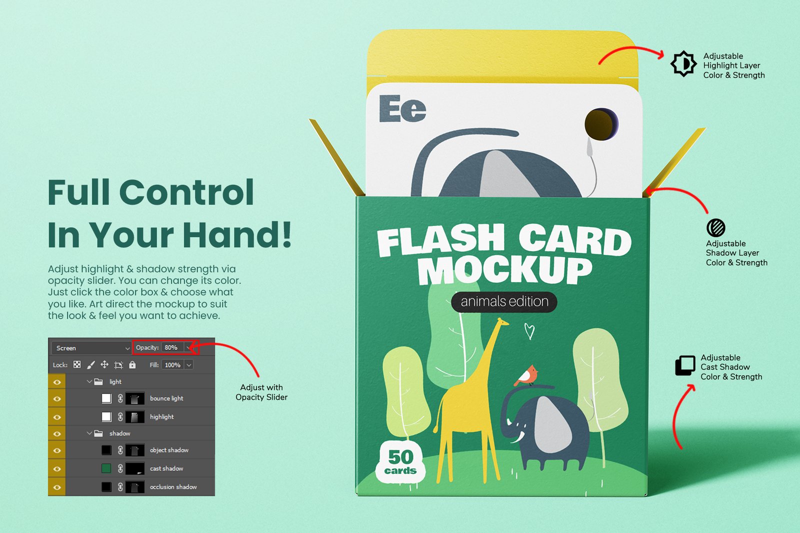 Square Children Flash Card Mockup Set