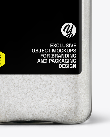 Square Plastic Jar with Fine Salt Mockup