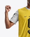 Smiling Man Wearing a Full Soccer Kit Mockup