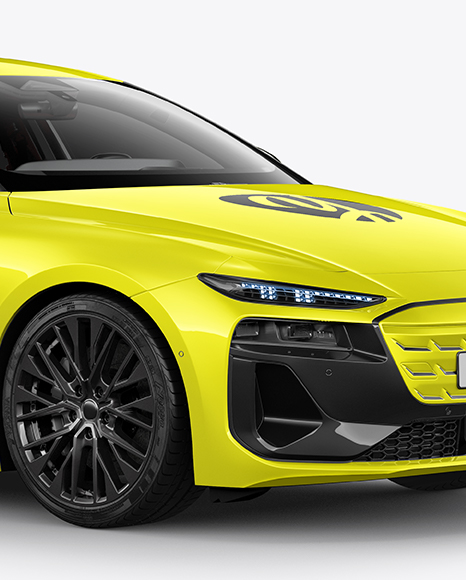 Electric Sportback Car Mockup - Half Side View