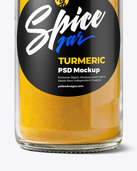 Glass Spice Jar with Turmeric Mockup