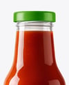 Glass Bottle with Tomato Ketchup Mockup
