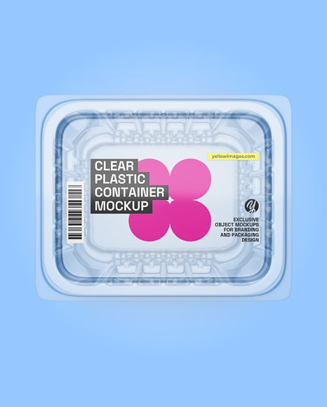 Clear Plastic Food Container in Paper Sleeve Mockup