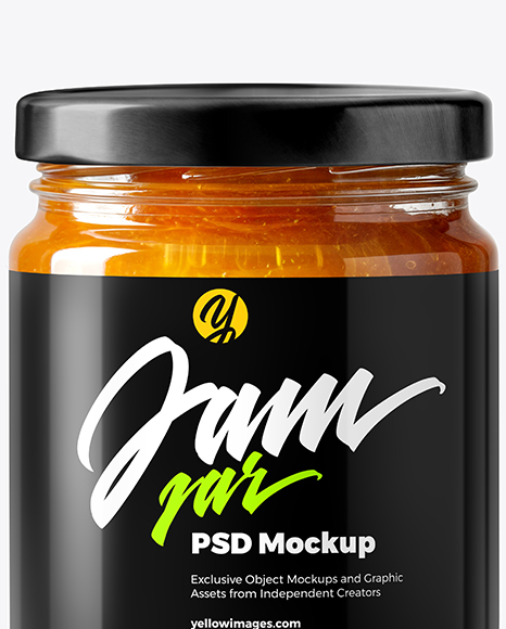 Glass Jar with Apricot Preserves Mockup