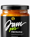 Glass Jar with Apricot Preserves Mockup