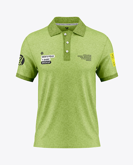 Men's Heather Polo Shirt Mockup - Front View - Men's+Club+Polo+Shirt+mockup+(Back+View)+in+Apparel+...