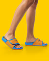Woman Wearing Velcro Slide Sandals Mockup