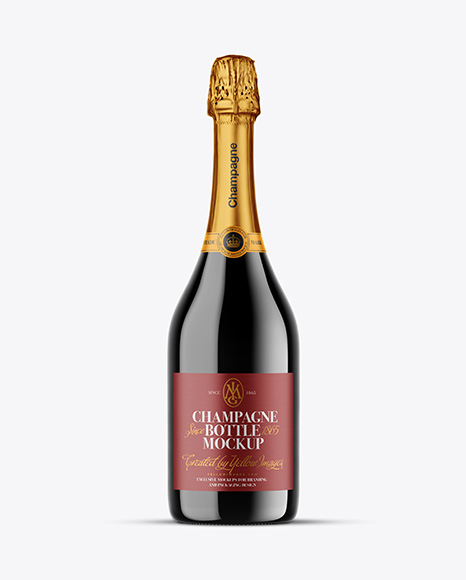 Dark Glass Champagne Bottle Mockup