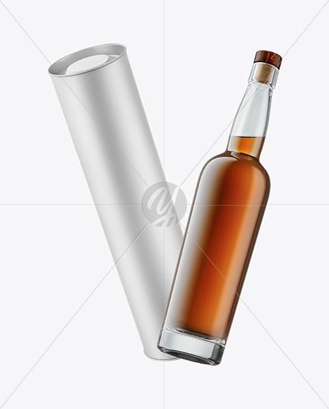 Tall Whiskey Bottle with Tube Mockup