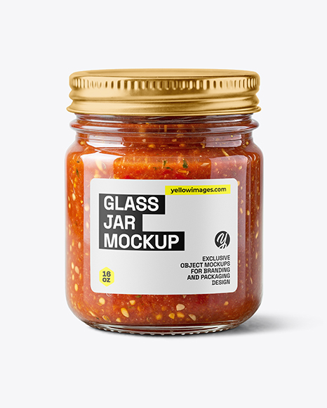 Glass Jar with Tomato Bruschetta Mockup - Tomato paste mockup