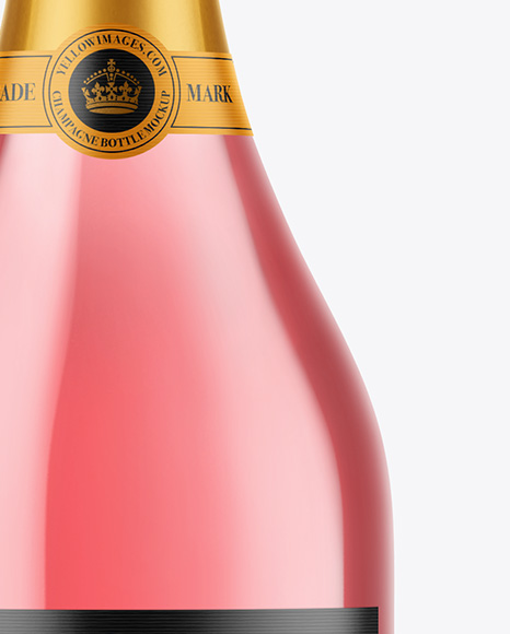 Clear Glass Pink Champagne Bottle Mockup
