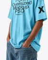 Young Man Wearing Oversized T-Shirt and Cap Mockup