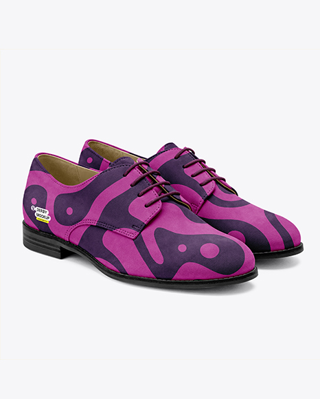Pair of Women's Suede Derby Shoes Mockup - Apparel mockups