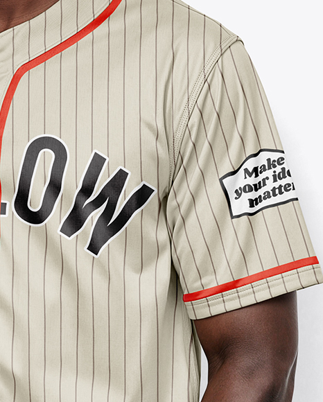 Afro-American Baseball Player Wearing a Jersey and Cap Holding a Bat Mockup