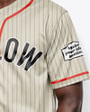 Afro-American Baseball Player Wearing a Jersey and Cap Holding a Bat Mockup