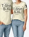 Senior Couple Wearing T-shirt and Jeans Mockup
