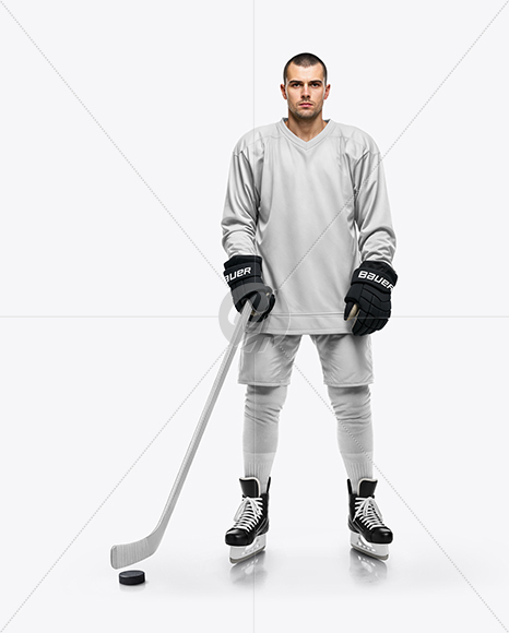 Man Wearing Full Ice Hockey Kit Mockup