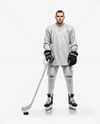 Man Wearing Full Ice Hockey Kit Mockup