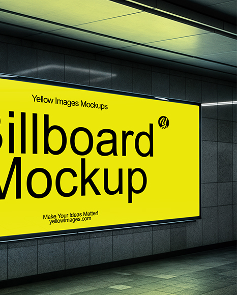 Billboard in Underground Passage Mockup