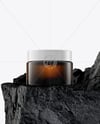 Amber Cosmetic Jar on the Rock Mockup