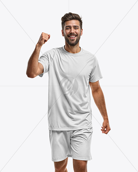 Soccer Player Wearing Raglan Jersey and Shorts Mockup