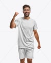 Soccer Player Wearing Raglan Jersey and Shorts Mockup