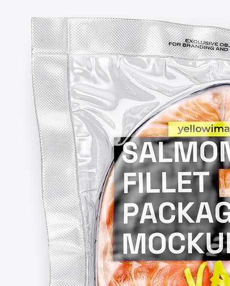 Clear Plastic Flow-Pack with Salmon Fish Steak Mockup