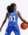 Afro-American Female Basketball Player Wearing Full Basketball Uniform Mockup
