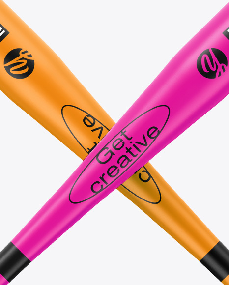 Two Matte Baseball Bats Mockup