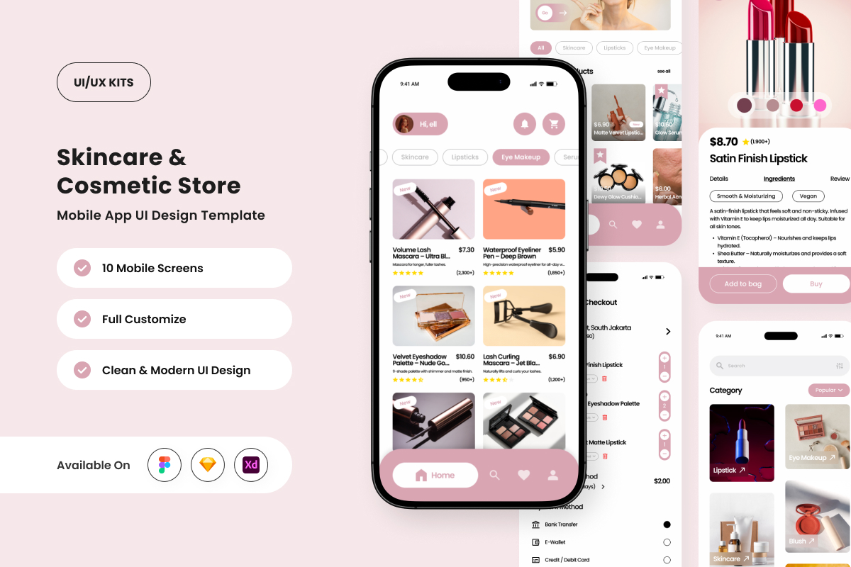 Beautiva – Skincare E-commerce App Design Template