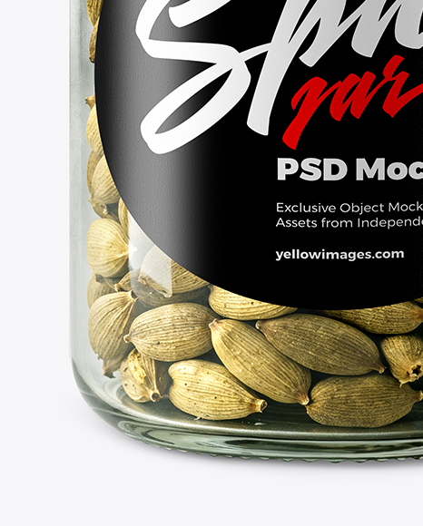 Glass Jar with Cardamom Pods Mockup