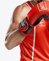 Man Wearing Boxing Kit with Jersey and Shorts Mockup