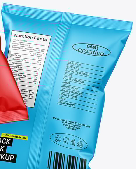 Matte Snack Bags Mockup