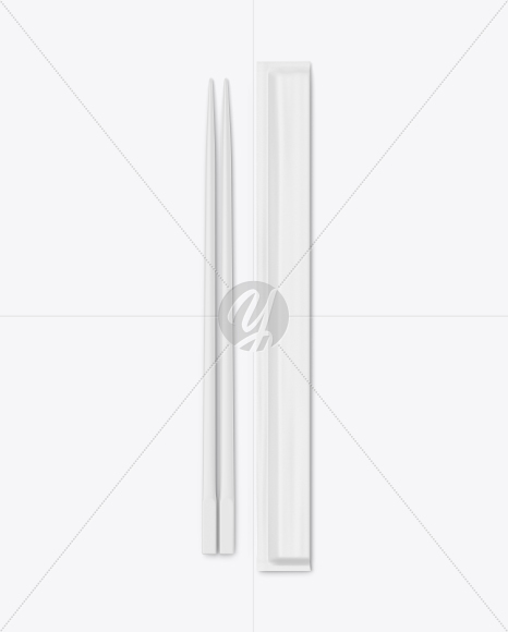 Plastic Chopsticks with Paper Package Mockup
