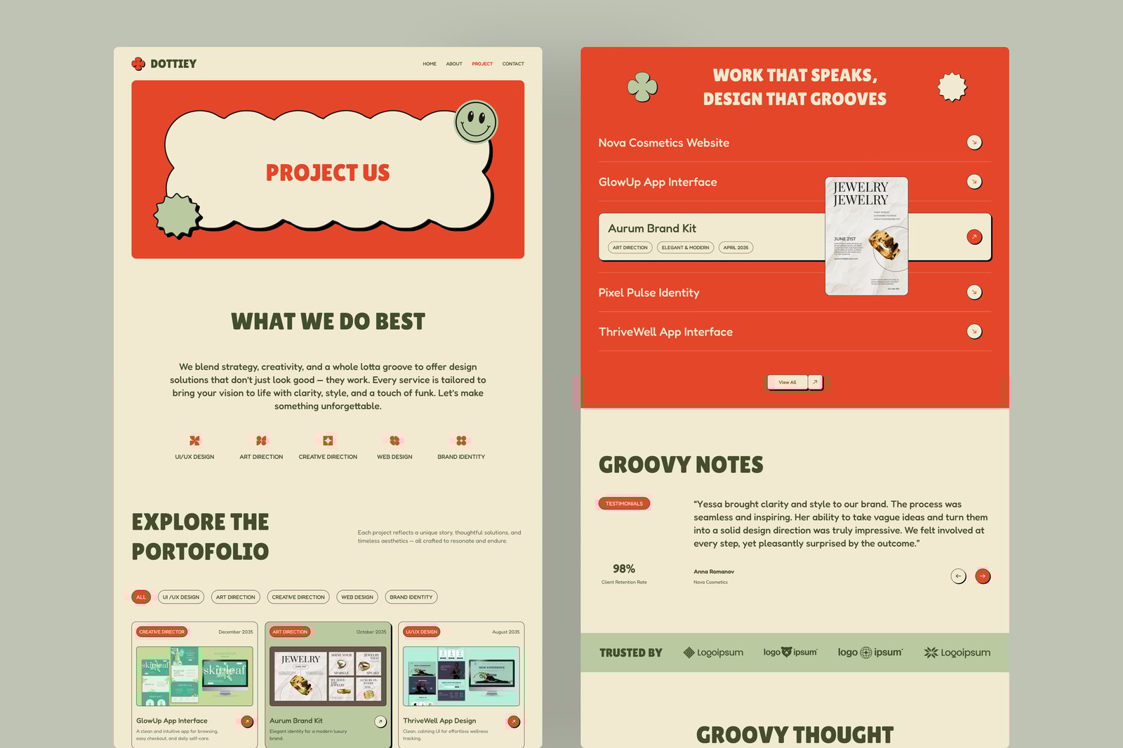 Dottiey – Portfolio Website UI Figma Template