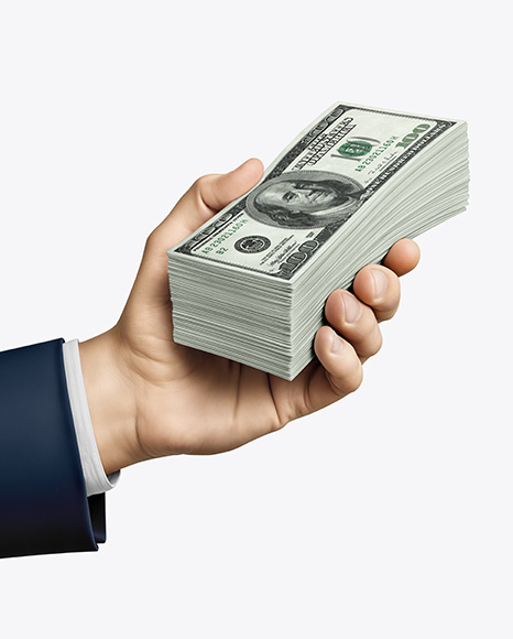 Money Stack in a Hand Mockup