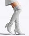 Pair of Over-The-Knee Boots on Women's Legs with Skirt Mockup