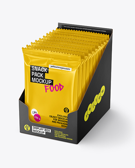 Small Display Box with Glossy Snacks Mockup