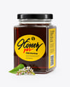 Square Glass Jar with Buckwheat Honey Mockup